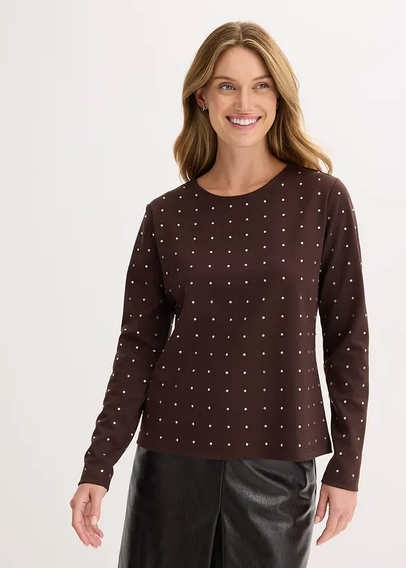 Langarmshirt mit Strass-Applikation, bonprix