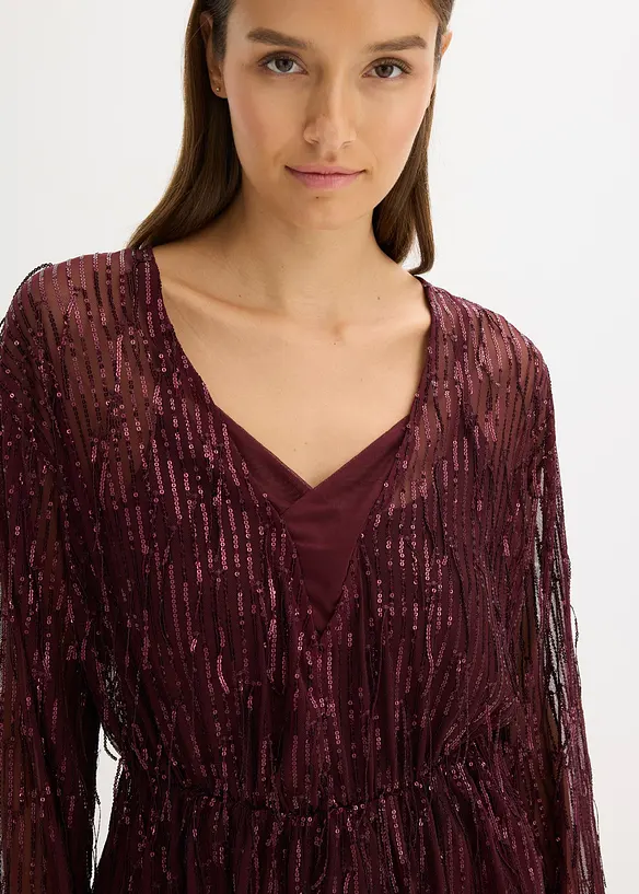 Pailletten-Bluse mit Fransen, bonprix