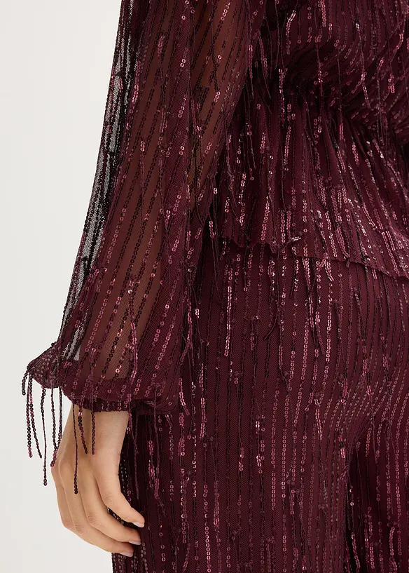 Pailletten-Bluse mit Fransen, bonprix