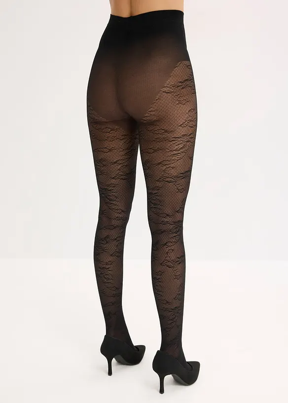 Strumpfhose mit floralem Netzmuster, bonprix