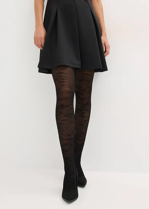 Strumpfhose mit floralem Netzmuster, bonprix