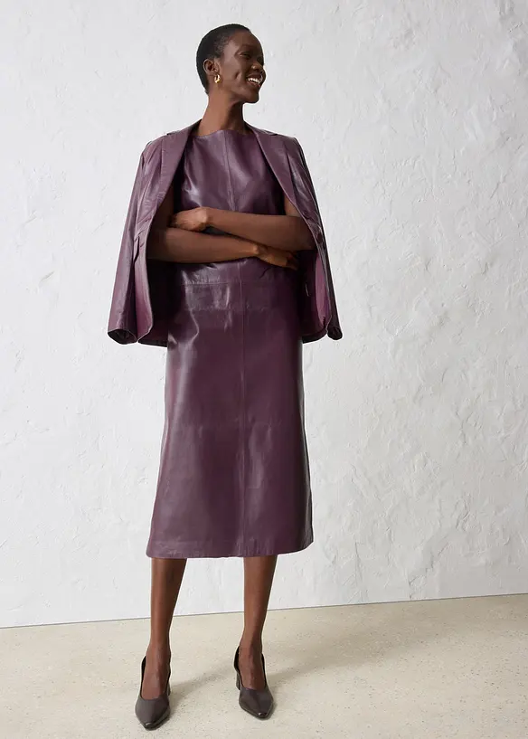 Robe en cuir d’agneau nappa, bonprix