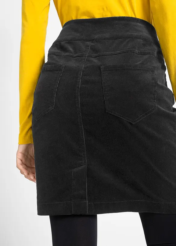 Jupe en velours côtelé extensible à ceinture élastiquée, bonprix