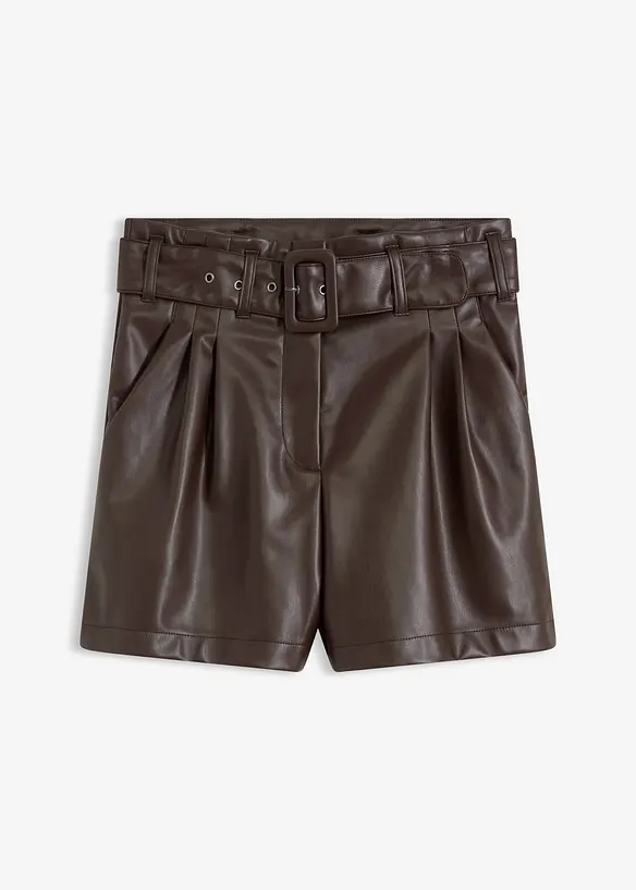 Lederimitat-Shorts mit Gürtel, bonprix