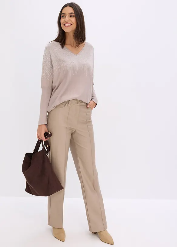 Pull en fine maille avec strass, bonprix