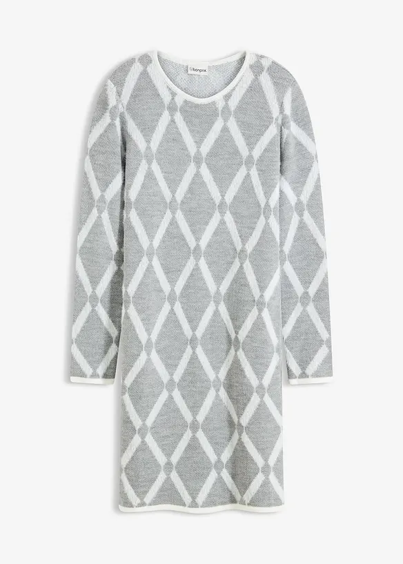 Robe en maille poilue avec motif en losange, bonprix