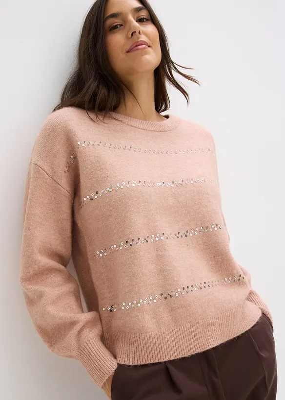 Boxy-Pullover mit Pailletten, bonprix
