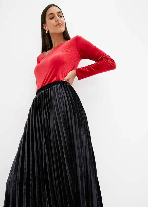 Plissée-Rock aus softem Samt, bonprix