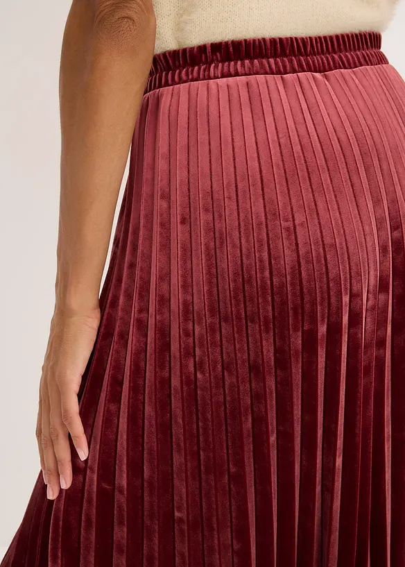 Jupe plissée en velours doux, bonprix