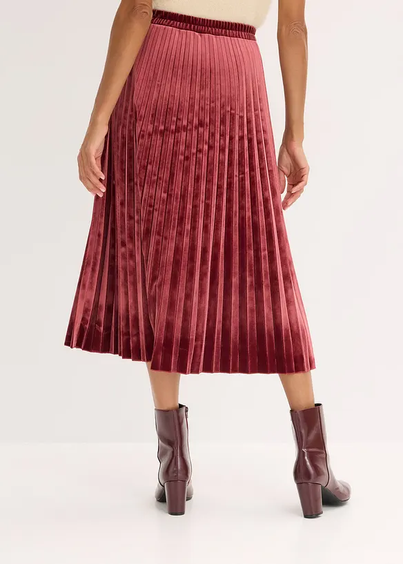 Jupe plissée en velours doux, bonprix