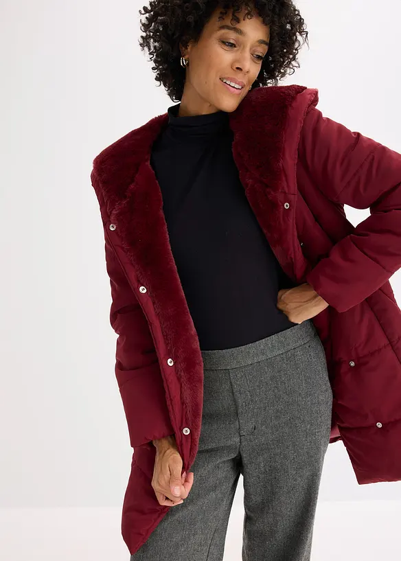 Steppjacke mit Fellimitatbesatz, bonprix
