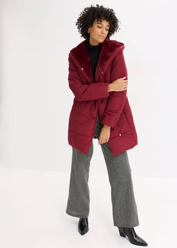 Steppjacke mit Fellimitatbesatz, bonprix