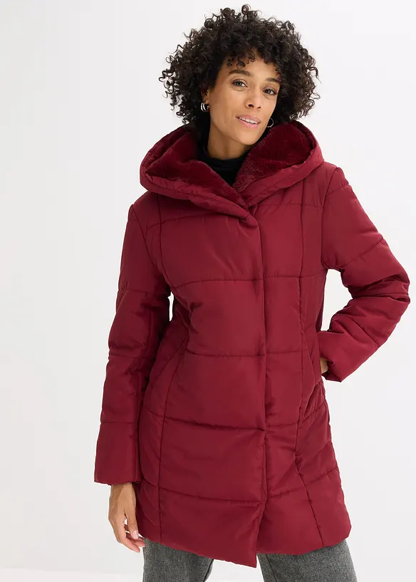 Steppjacke mit Fellimitatbesatz, bonprix