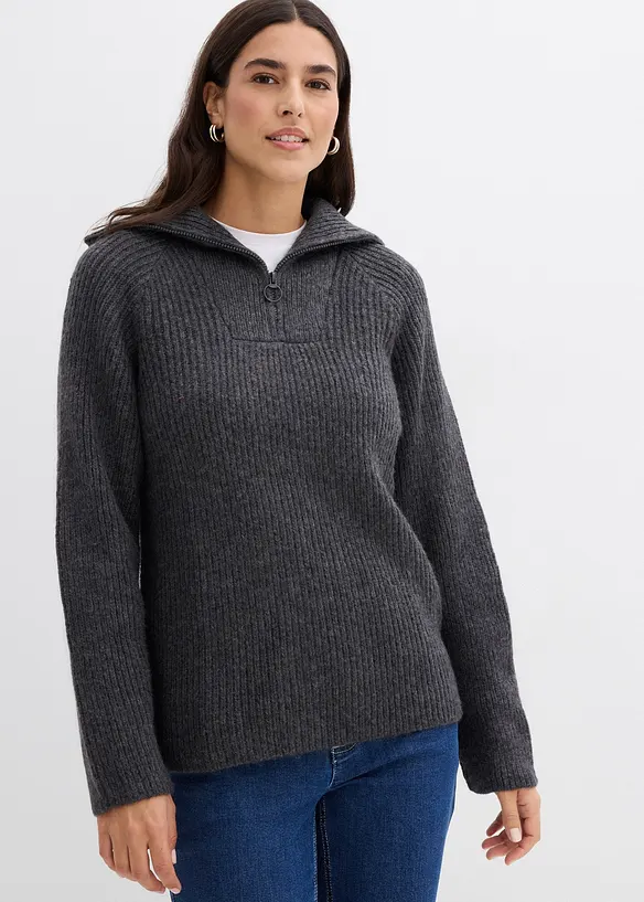 Pull camionneur en maille c&ocirc;tel&eacute;e, bonprix