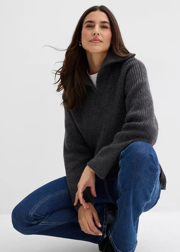 Pull camionneur en maille c&ocirc;tel&eacute;e, bonprix