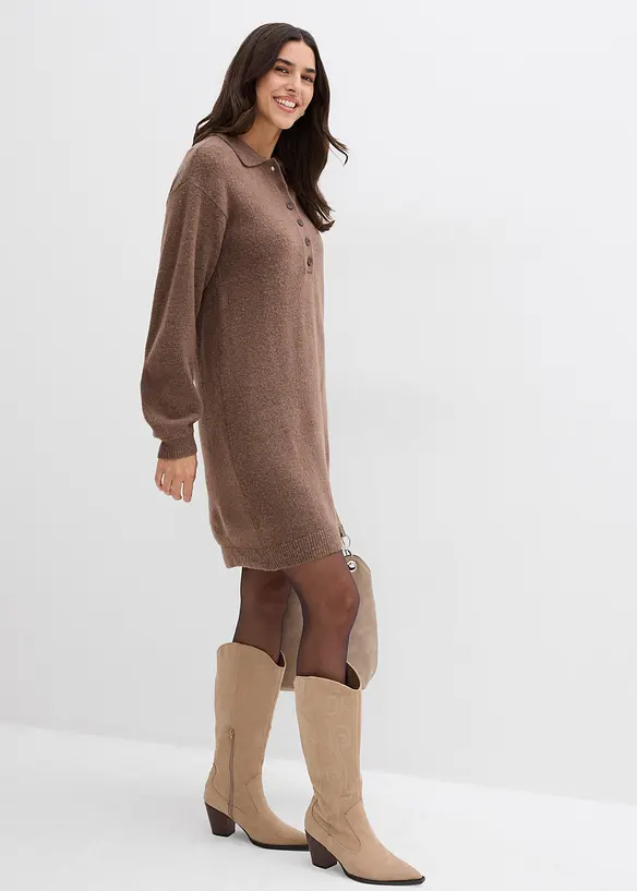 Kurzes Strickkleid mit Knopfleiste, bonprix