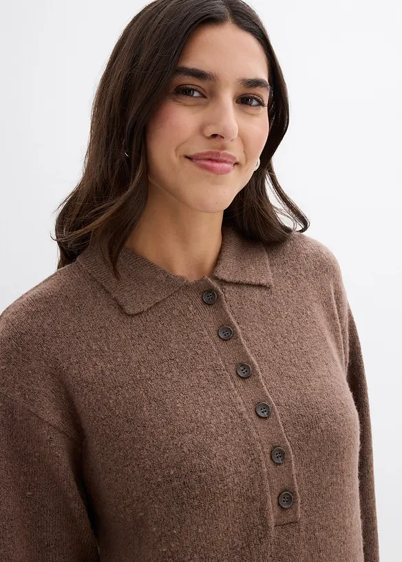 Kurzes Strickkleid mit Knopfleiste, bonprix