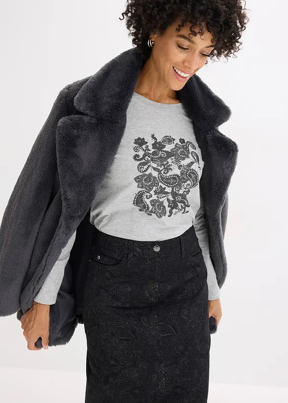 Langarmshirt aus Bio-Baumwolle mit dekorativem Print, bonprix