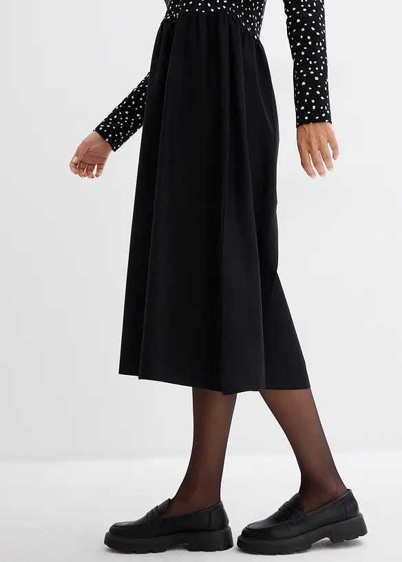 Kleid im Materialmix aus reiner Baumwolle, bonprix