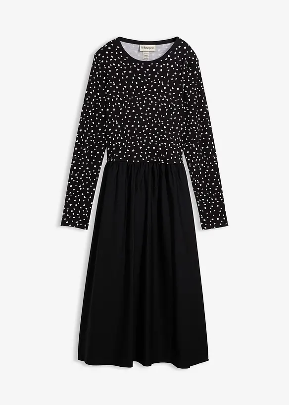 Kleid im Materialmix aus reiner Baumwolle, bonprix