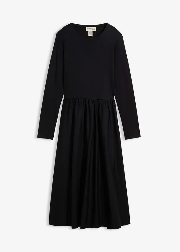 Kleid im Materialmix aus reiner Baumwolle, bonprix