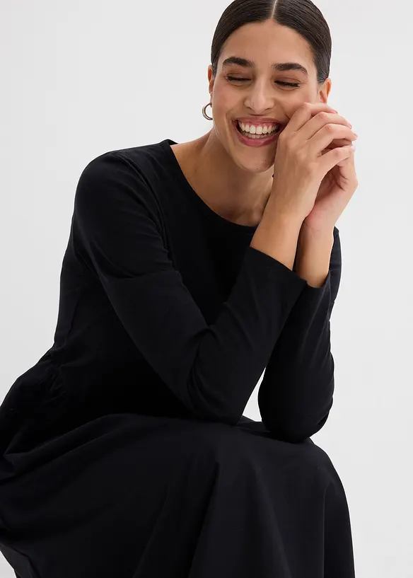 Kleid im Materialmix aus reiner Baumwolle, bonprix