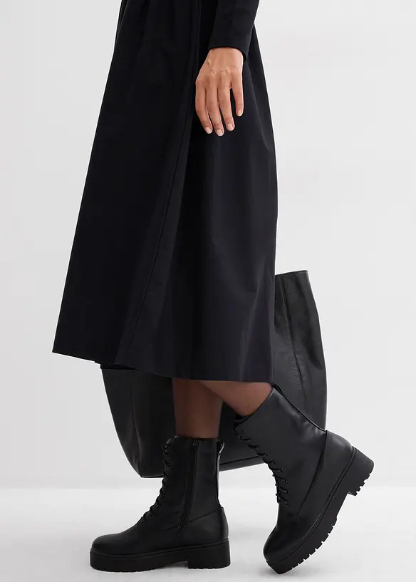 Kleid im Materialmix aus reiner Baumwolle, bonprix