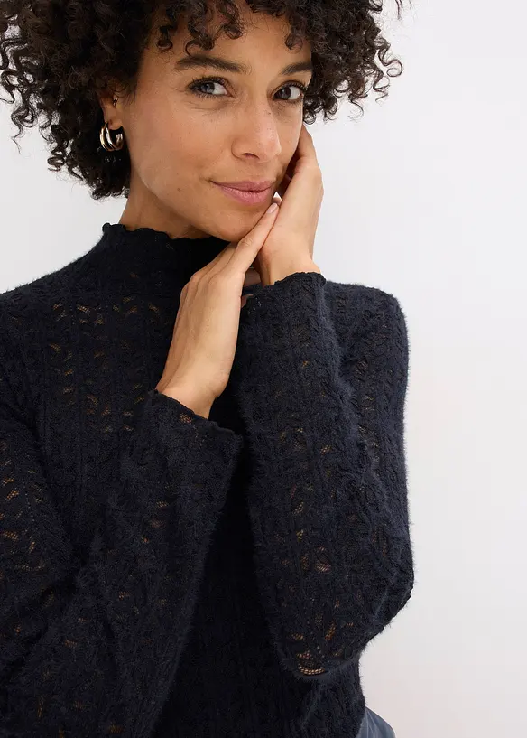 Rollkragenshirt aus Spitze, bonprix