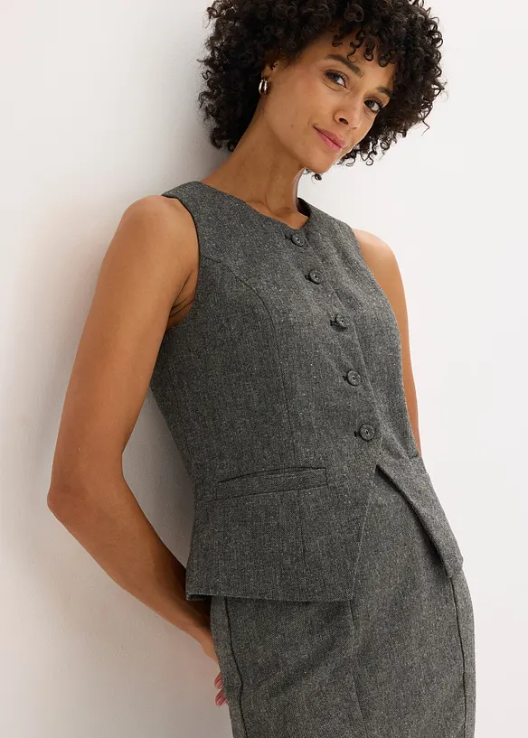 Gilet sans manches à motif Prince de Galles, bonprix