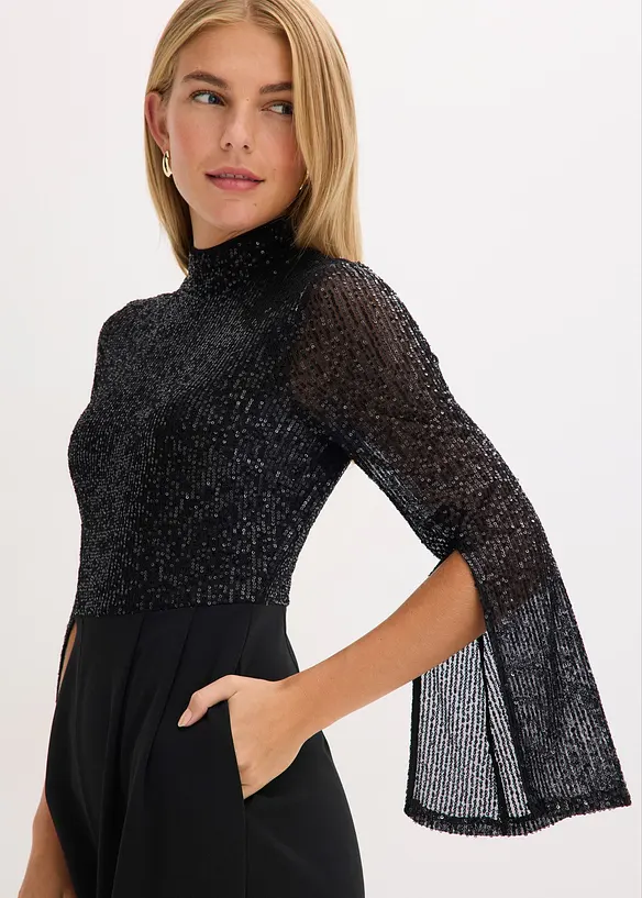 Jersey-Overall mit Pailletten, bonprix
