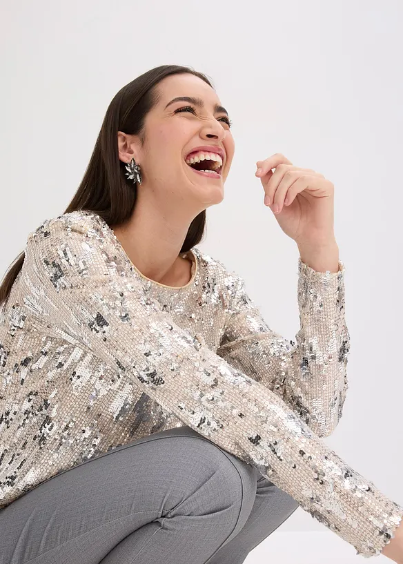 Pailletten-Langarmshirt, bonprix