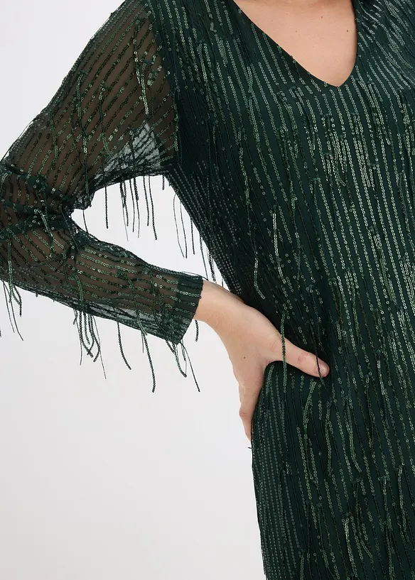 Paillettenkleid mit Fransen, bonprix