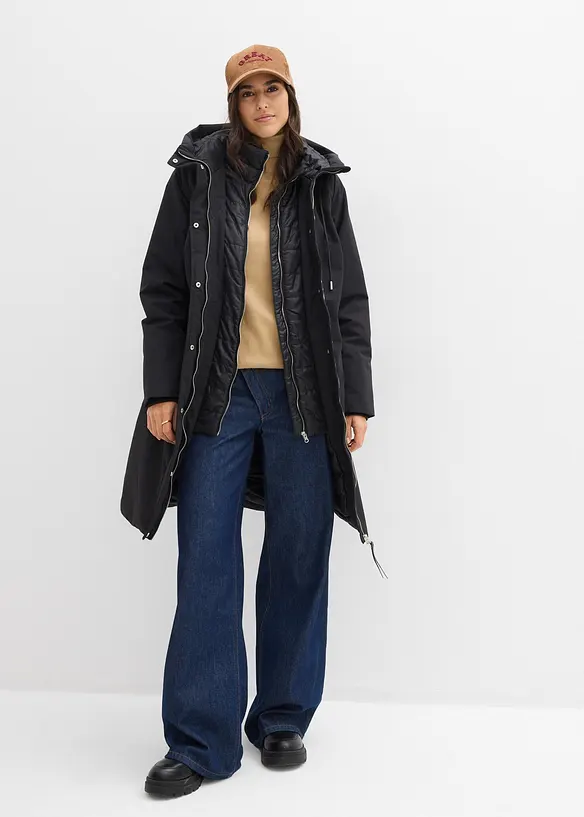 wasserabweisender Outdoor-Mantel, 2in1 Optik, bonprix