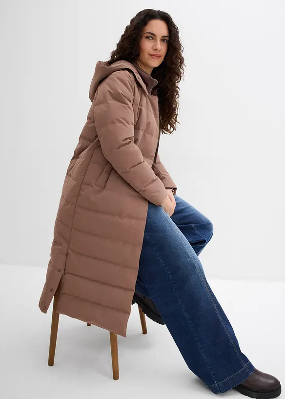 Doudoune longue et déperlante en duvet, bonprix