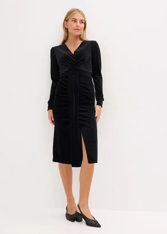 Midikleid aus fließendem Samt, bonprix