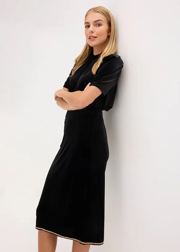 Jupe midi avec strass, bonprix