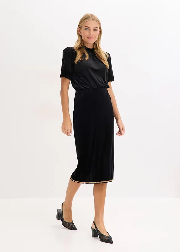 Jupe midi avec strass, bonprix