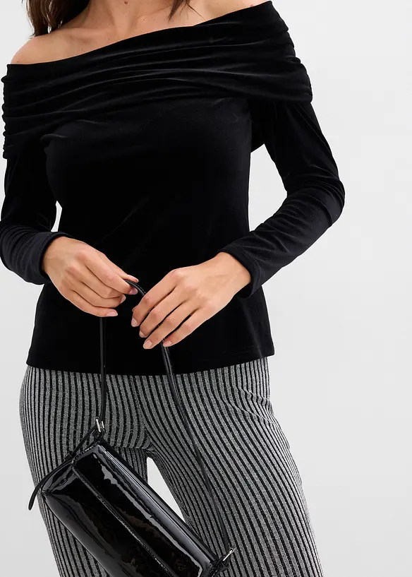 Carmenshirt aus softem Samt, bonprix