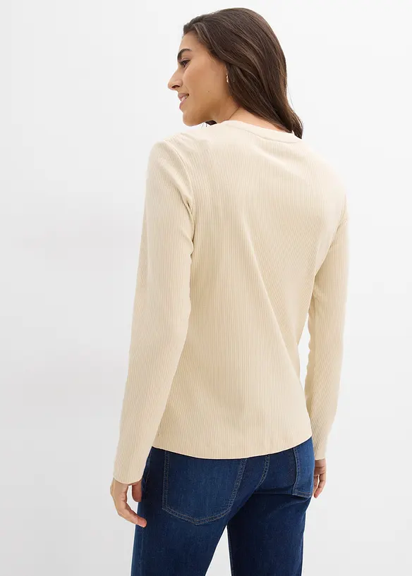 Ripp-Langarmshirt aus reiner Baumwolle, bonprix