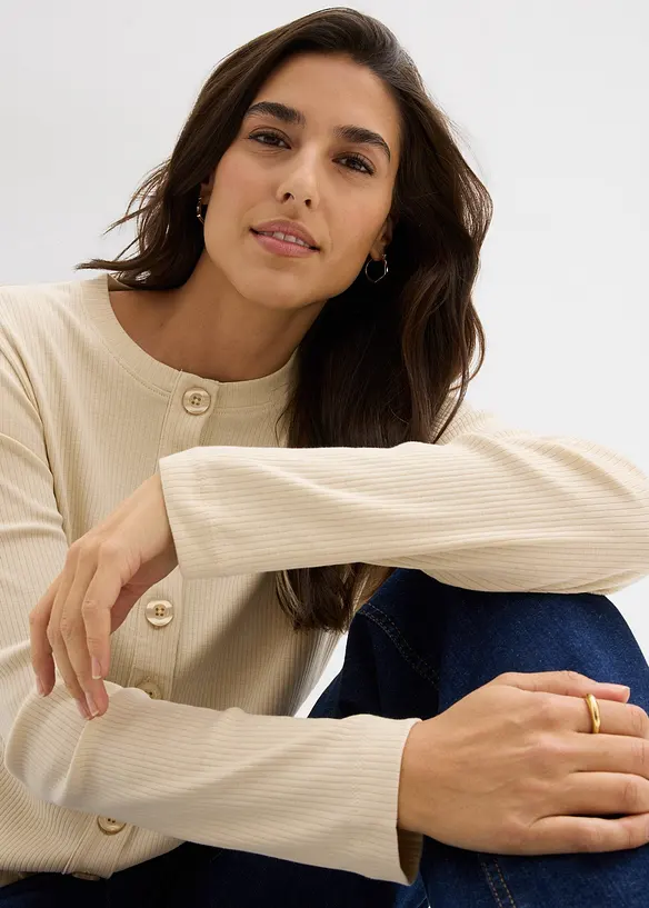 Ripp-Langarmshirt aus reiner Baumwolle, bonprix