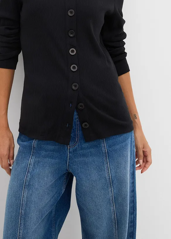 Ripp-Langarmshirt aus reiner Baumwolle, bonprix