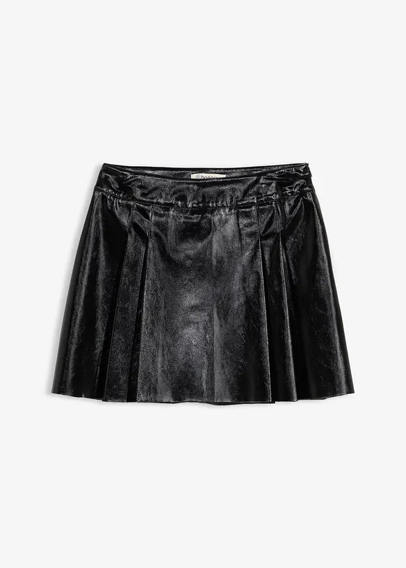 Kurzer Lederimitat-Rock mit Kellerfalten, bonprix