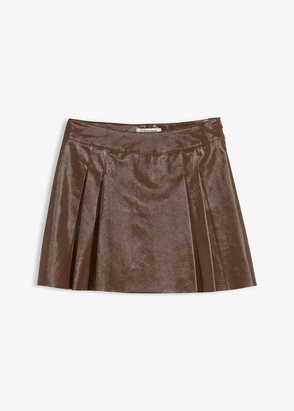 Kurzer Lederimitat-Rock mit Kellerfalten, bonprix