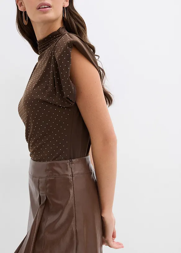 Kurzer Lederimitat-Rock mit Kellerfalten, bonprix