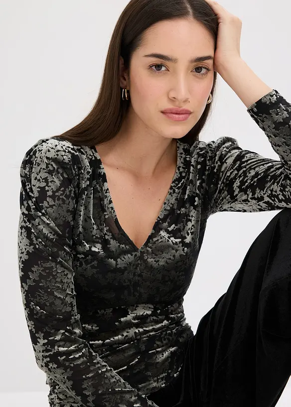 Langarmshirt aus Dévoré-Samt, bonprix