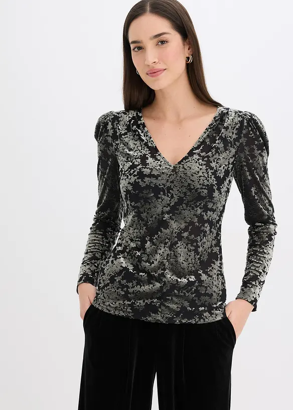 Langarmshirt aus Dévoré-Samt, bonprix