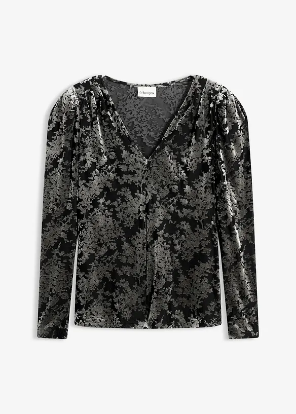 Langarmshirt aus Dévoré-Samt, bonprix