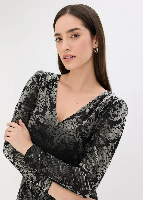 Langarmshirt aus Dévoré-Samt, bonprix