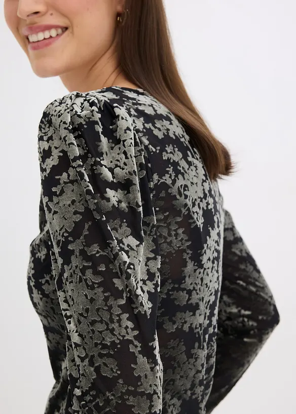 Langarmshirt aus Dévoré-Samt, bonprix