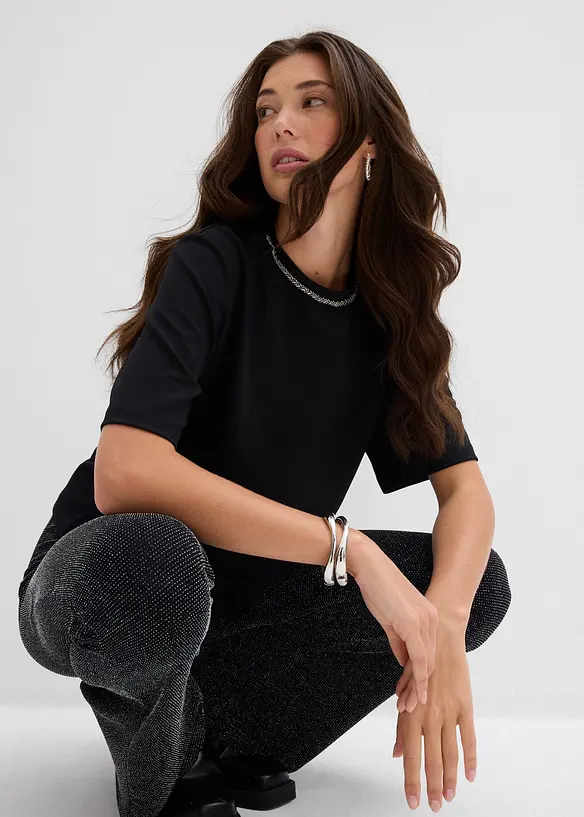 Oversize-Shirt mit Perlenbesatz, bonprix